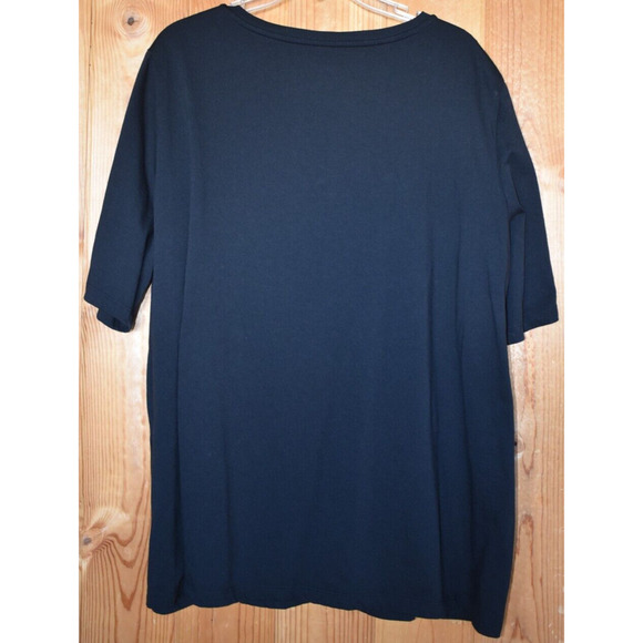 BEDFORD FAIR Black Short Sleeve T-Shirt Women's 3X V neck Comfy soft fabric Goth - Picture 2 of 5